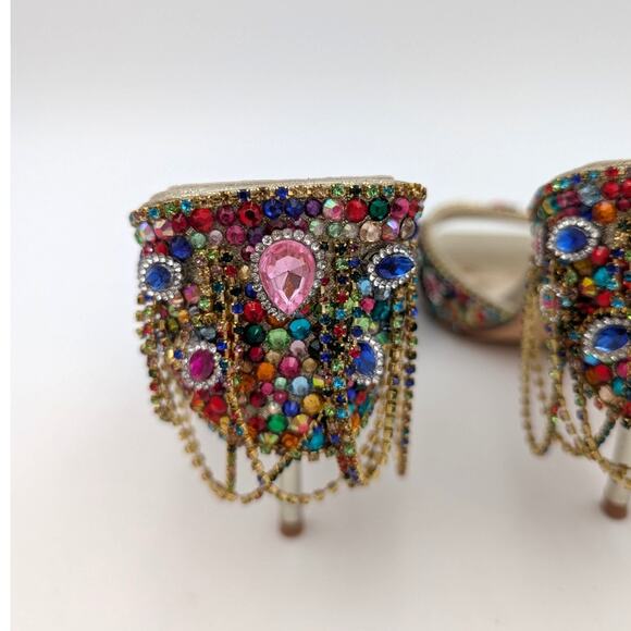 Azalea Wang Aladdin Women's Drapey Chains Stiletto Sandal Gold Size US6.5 EU37 - Picture 12 of 13